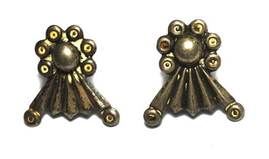 Sterling Silver Prize Ribbon Vintage Screw Clip On Earrings 24mm x 15mm