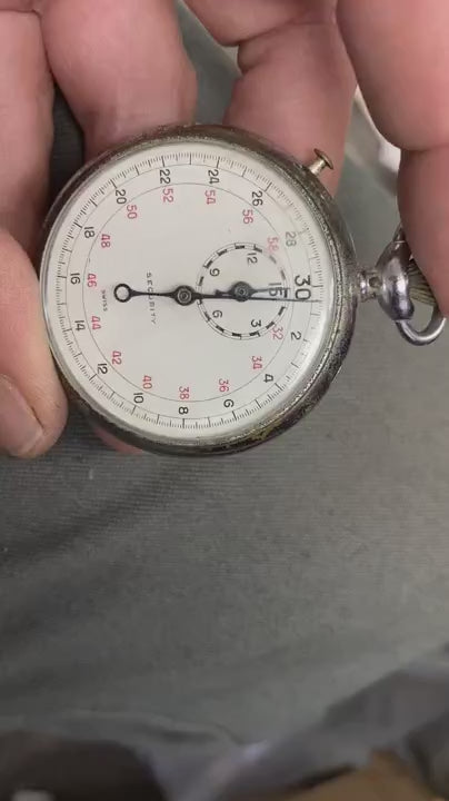 Vintage Security Swiss Stopwatch Jules Racine & Co 50mm Case - Video 1