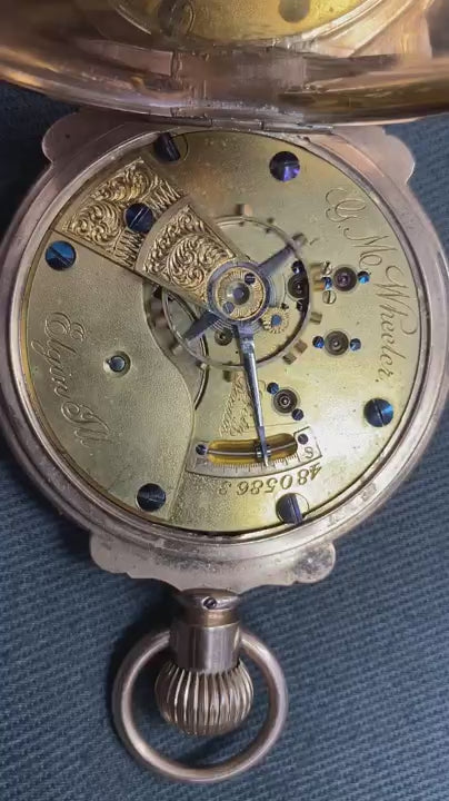 1893 Elgin GM Wheeler Sz 18 Pocket Watch 14k Solid Gold Hinged Box Hunters Case - Video 1