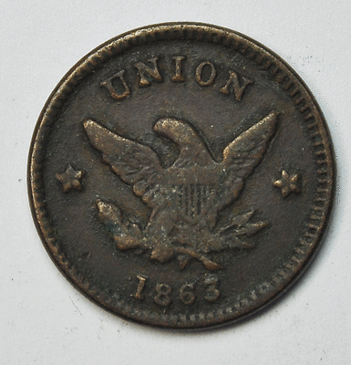 1863 US Civil War Patriotic Token Union Coronet Rare 1094/1205