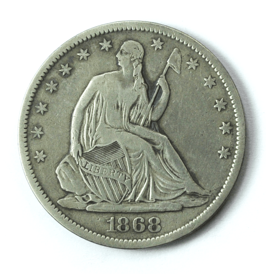 1868 S 50c Seated Liberty Silver Half Dollar Fifty Cents San Francisco