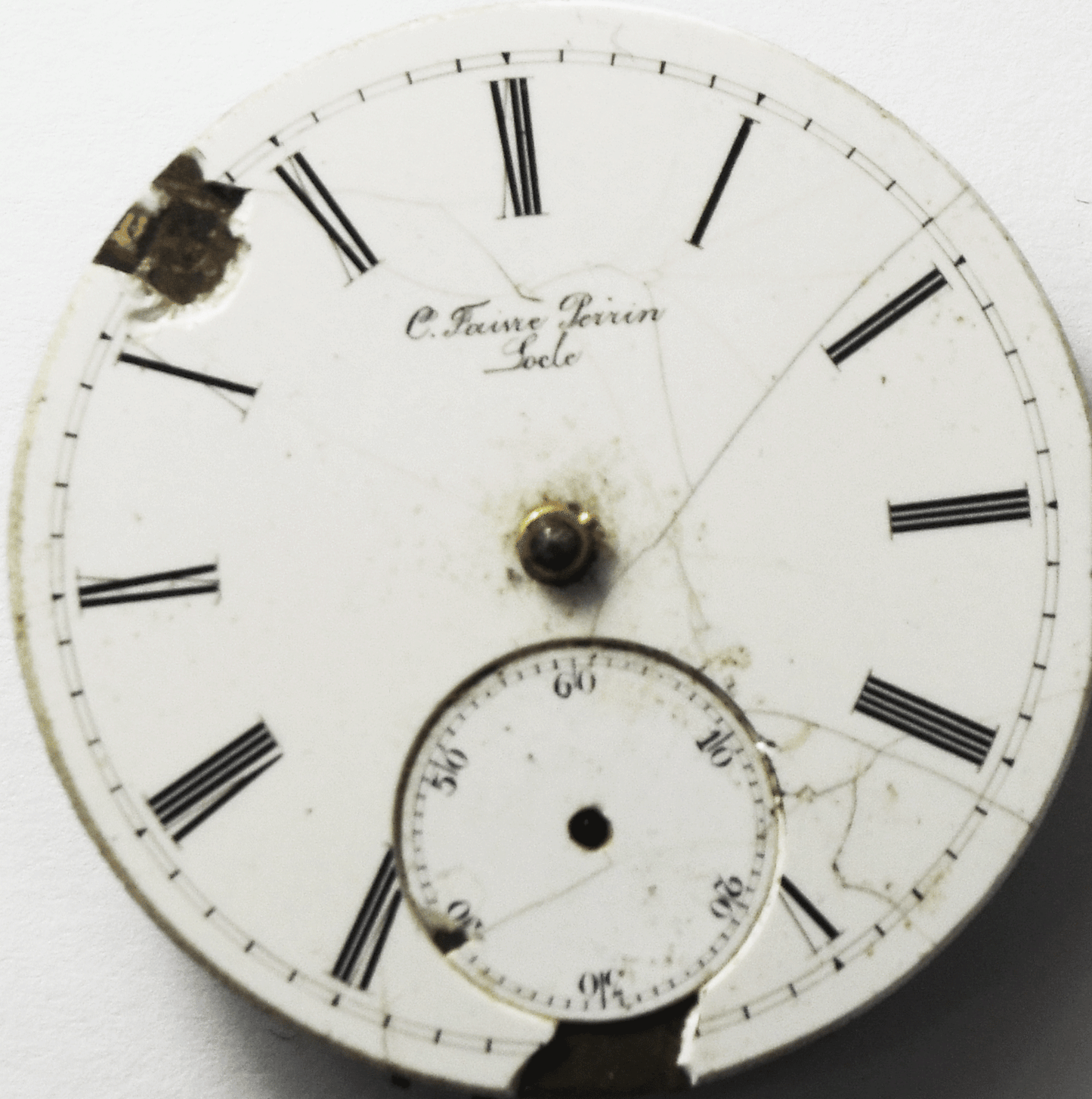 C Faivre Perrin Locle Pocket Watch Movement Not Running 36mm Swiss