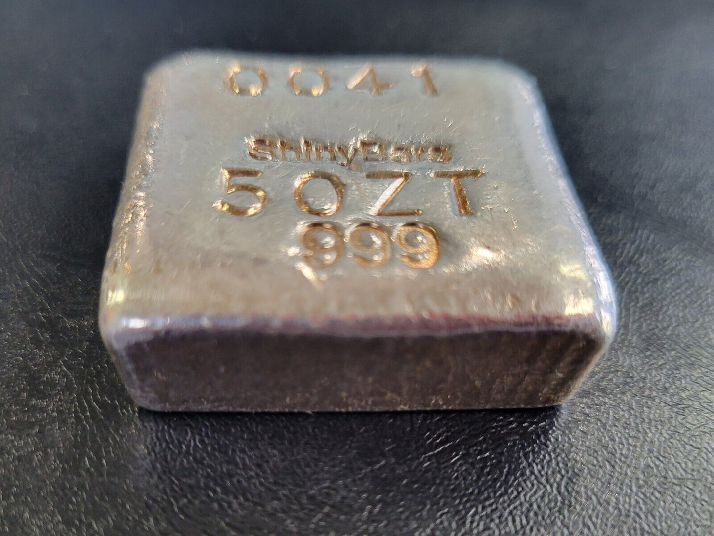Shiny Bars Poured Silver 5 Troy Oz .999 Fine Silver Poured Square Bar