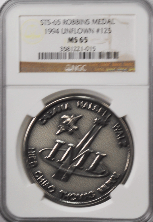 1994 STS-65 Robbins Space Silver Medal Unflown #125 NGC MS65 Columbia IML
