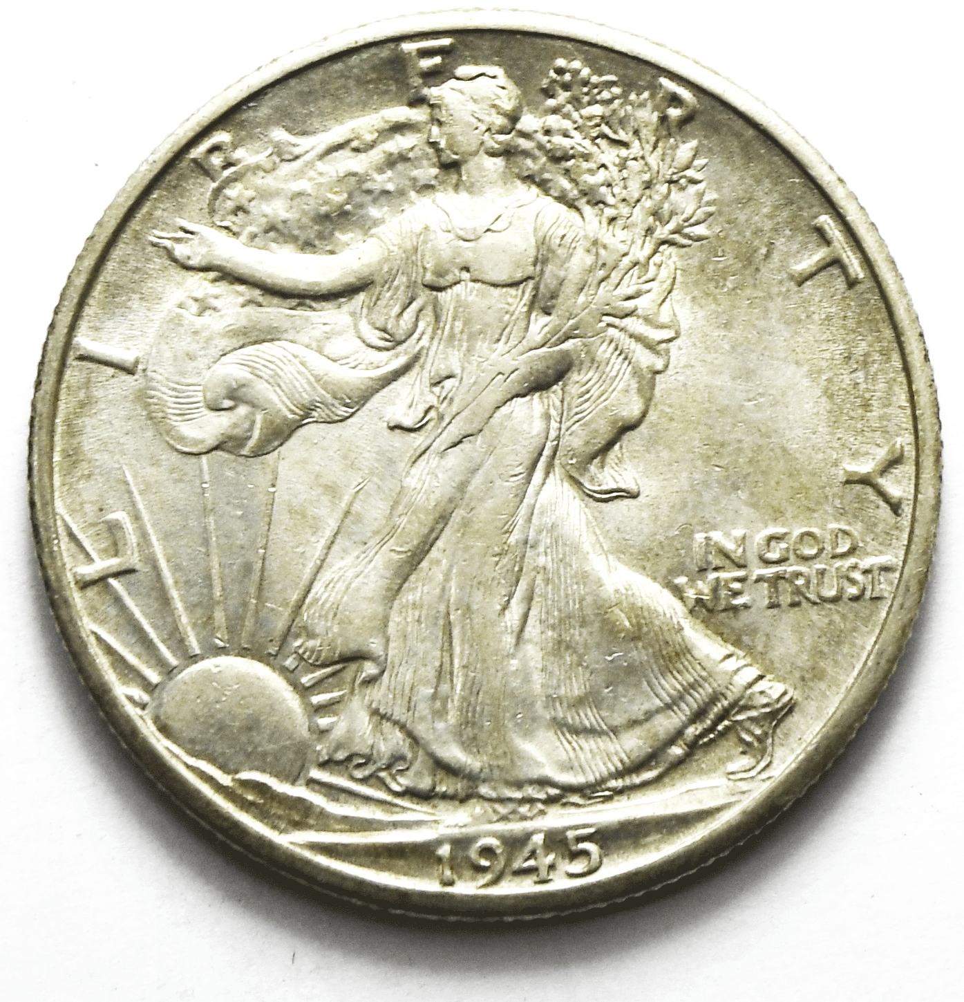 1945 D 50c Walking Liberty Silver Half Dollar Fifty Cents Denver AU