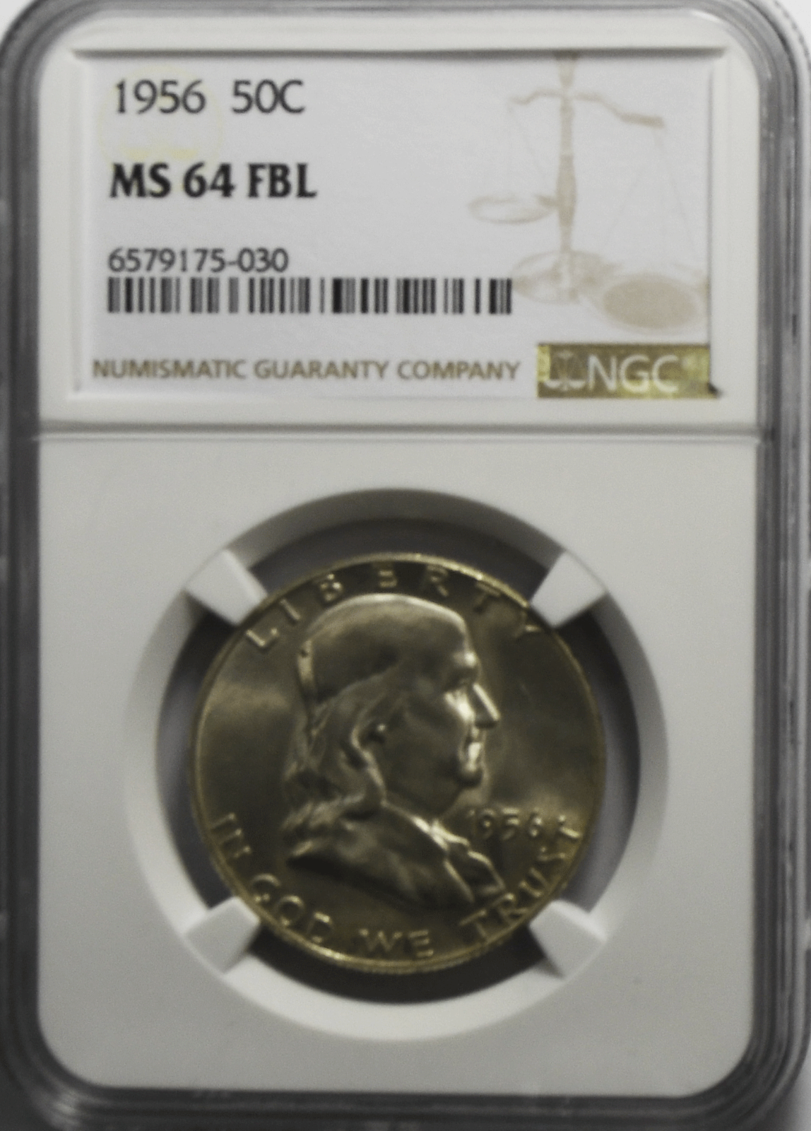 1956 50c Franklin Silver Half Dollar NGC MS64 FBL Philadelphia