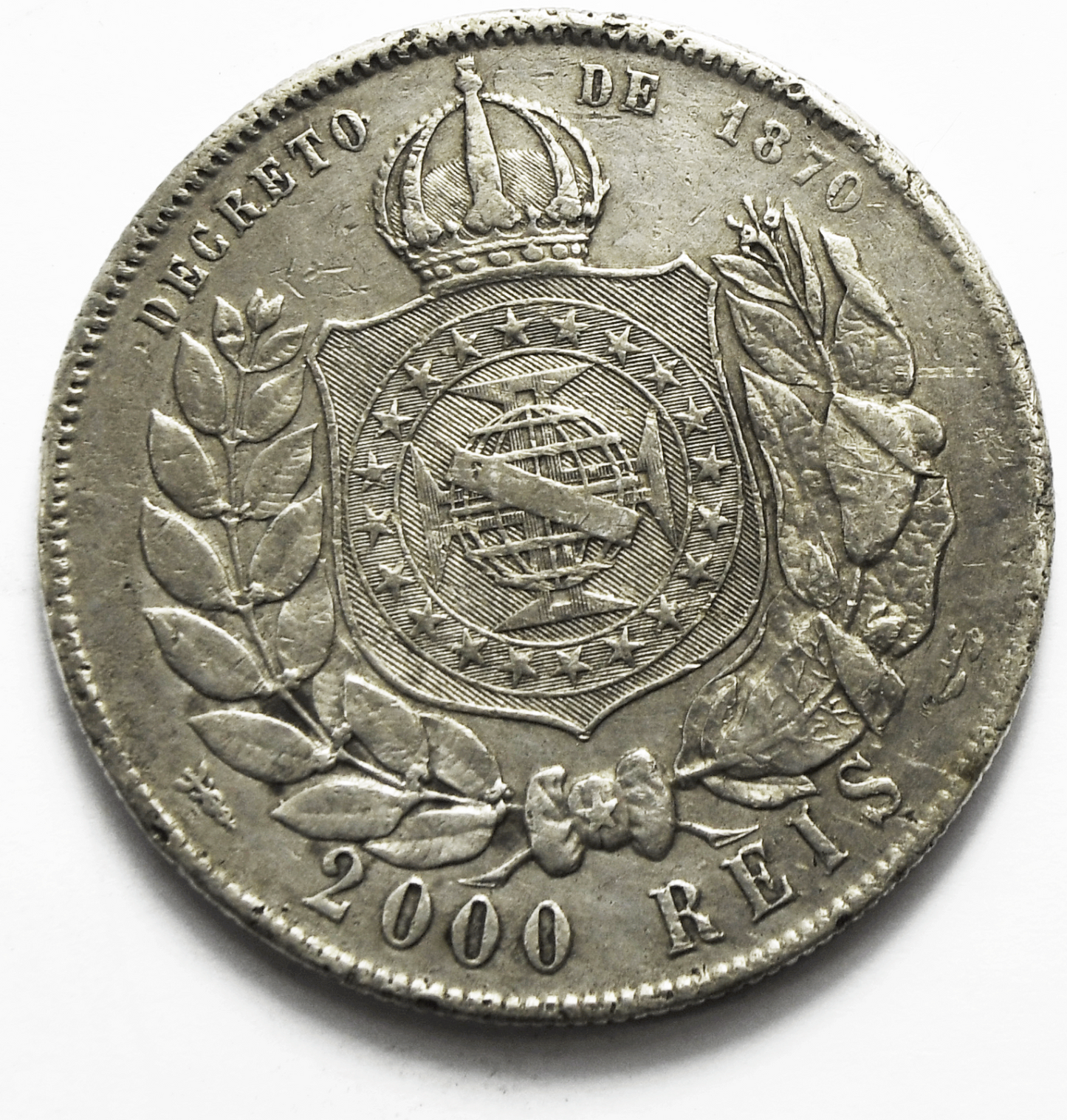 1889 Brazil 2000 Reis Silver Coin KM# 485