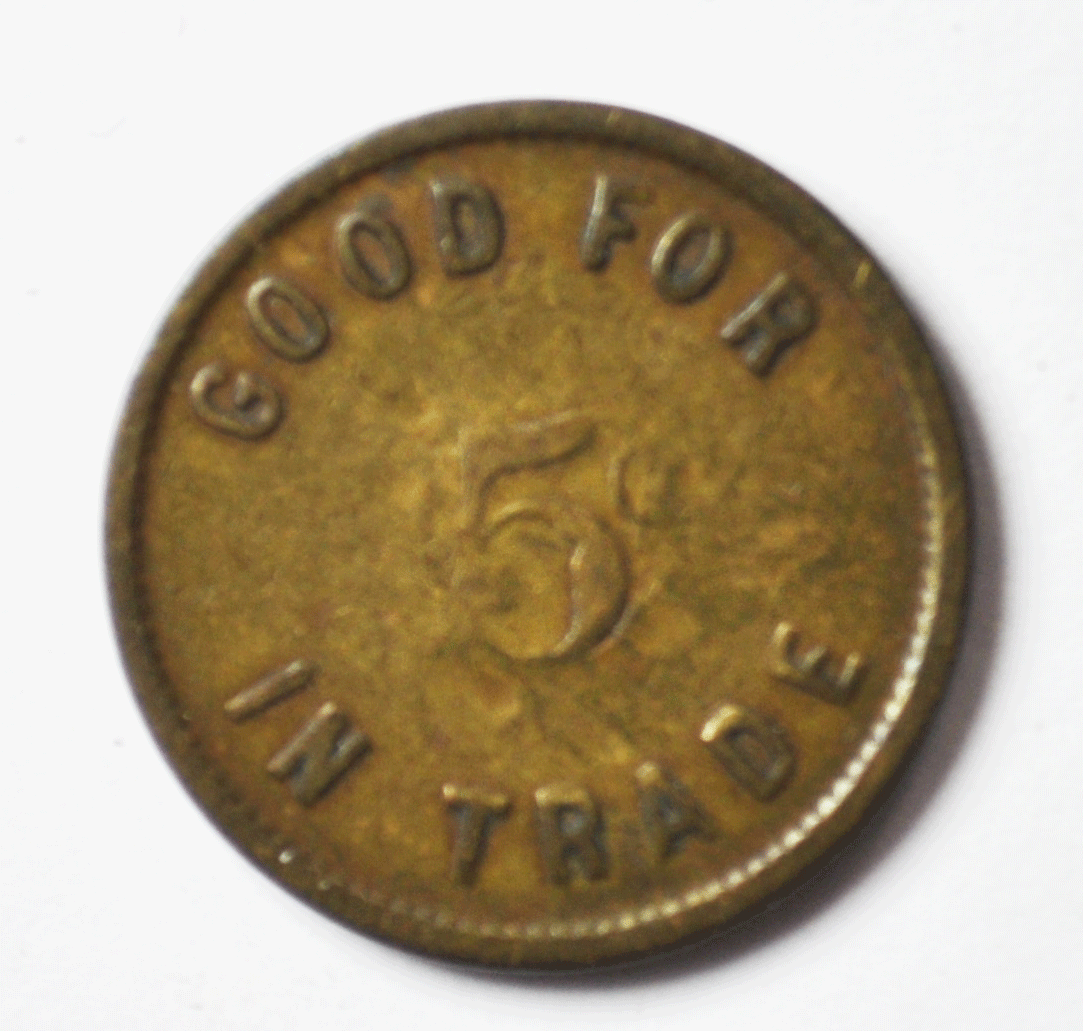 Goldsmith & Lies 110 Fox St. 5c Trade Token Aurora Illinois 21mm