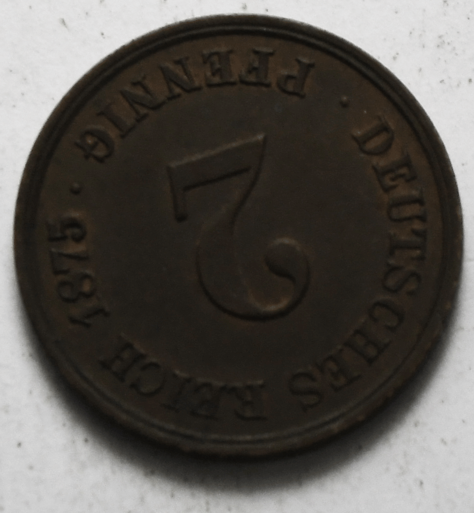 1875 G Germany Empire 2 Two Pfennig KM# 2 Uncirculated