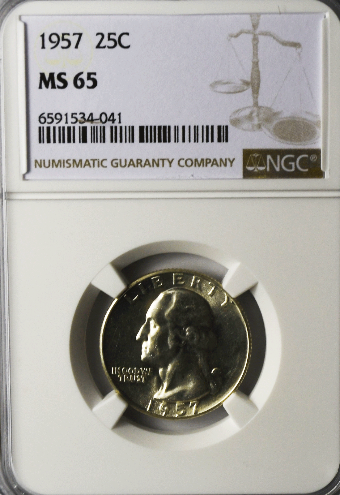1957 25c Washington Silver Quarter Dollar NGC MS65 Brilliant Uncirculated Type B