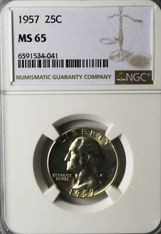 1957 25c Washington Silver Quarter Dollar NGC MS65 Brilliant Uncirculated Type B
