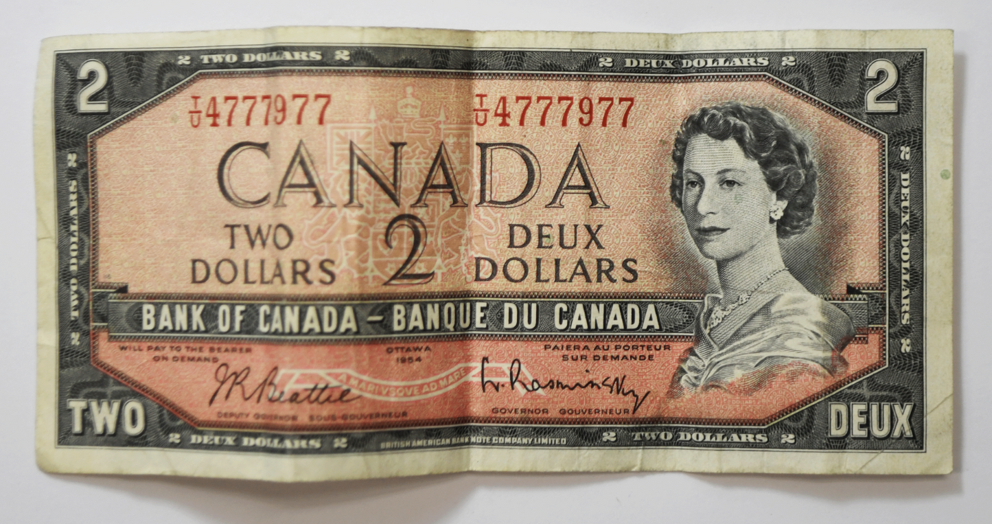 1954 $2 Canada Two Dollars Note W/B T/U 4777977