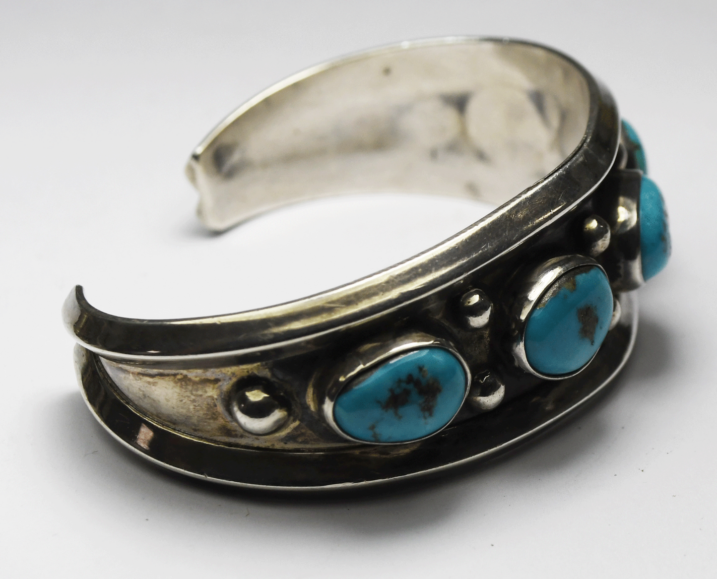 Sterling Silver Turquoise Chunk 23mm Cuff Bracelet 6" Wrist