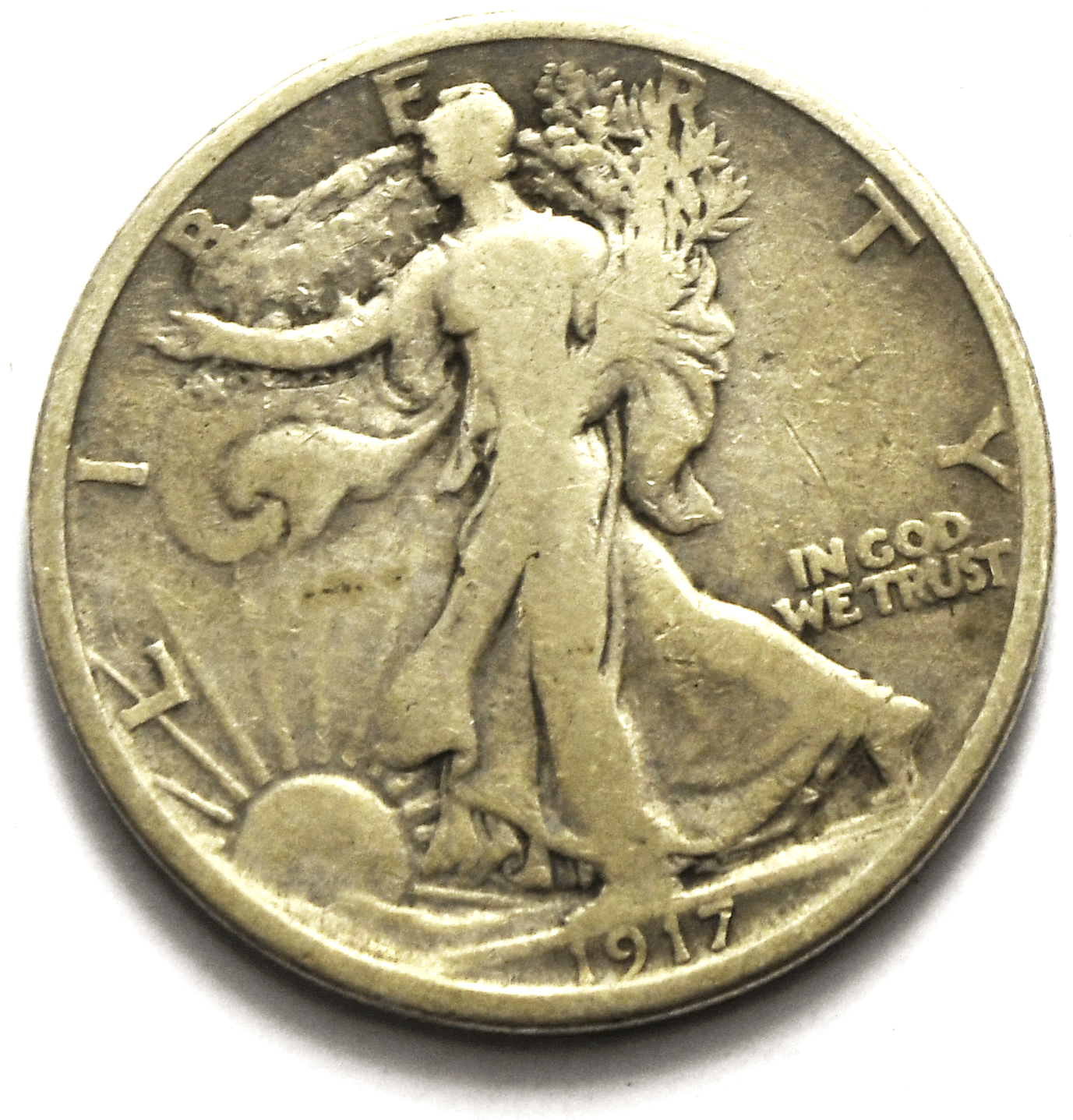 1917 SR 50c Walking Liberty Silver Half Dollar Fifty Cents San Francisco Reverse