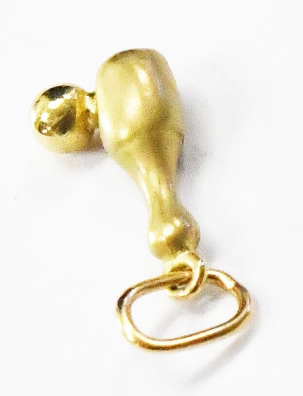 14k Yellow Gold Bowling Pin Ball Charm 16 x 8mm