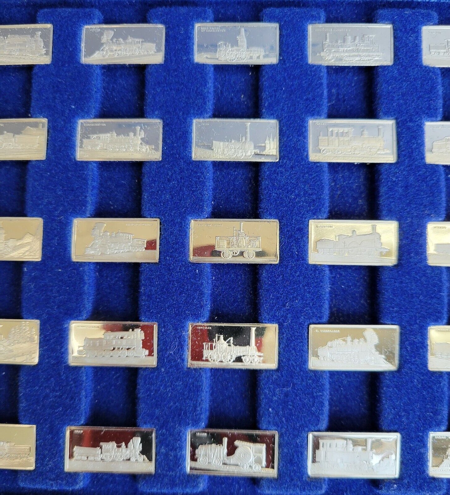 50pc. International Locomotive Miniature Sterling Bar Collection Franklin Mint
