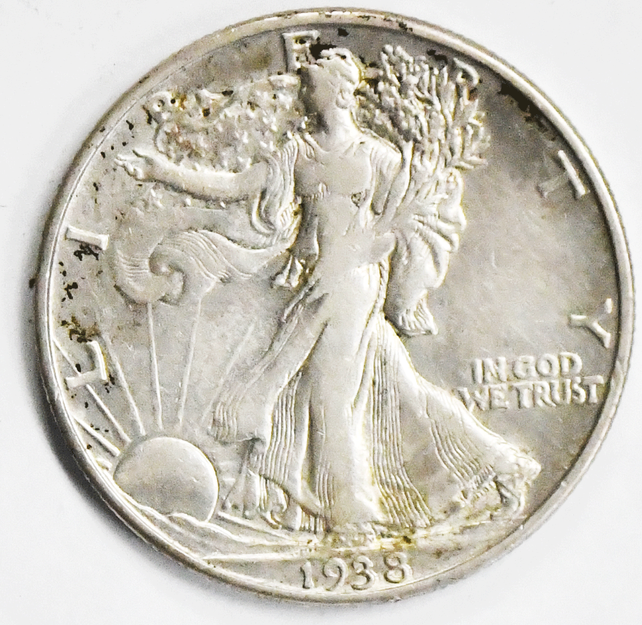 1938 D 50c Walking Liberty Silver Half Dollar Fifty Cents Denver Rare