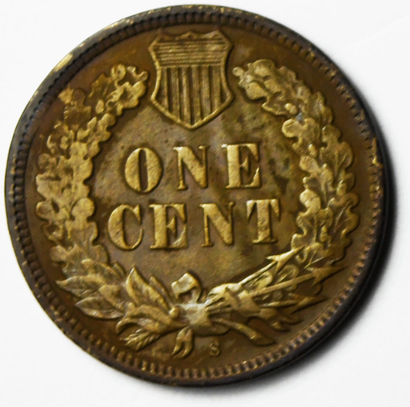 1908 S 1c Indian Head Penny One Cent US San Francisco S Countermark Stamp