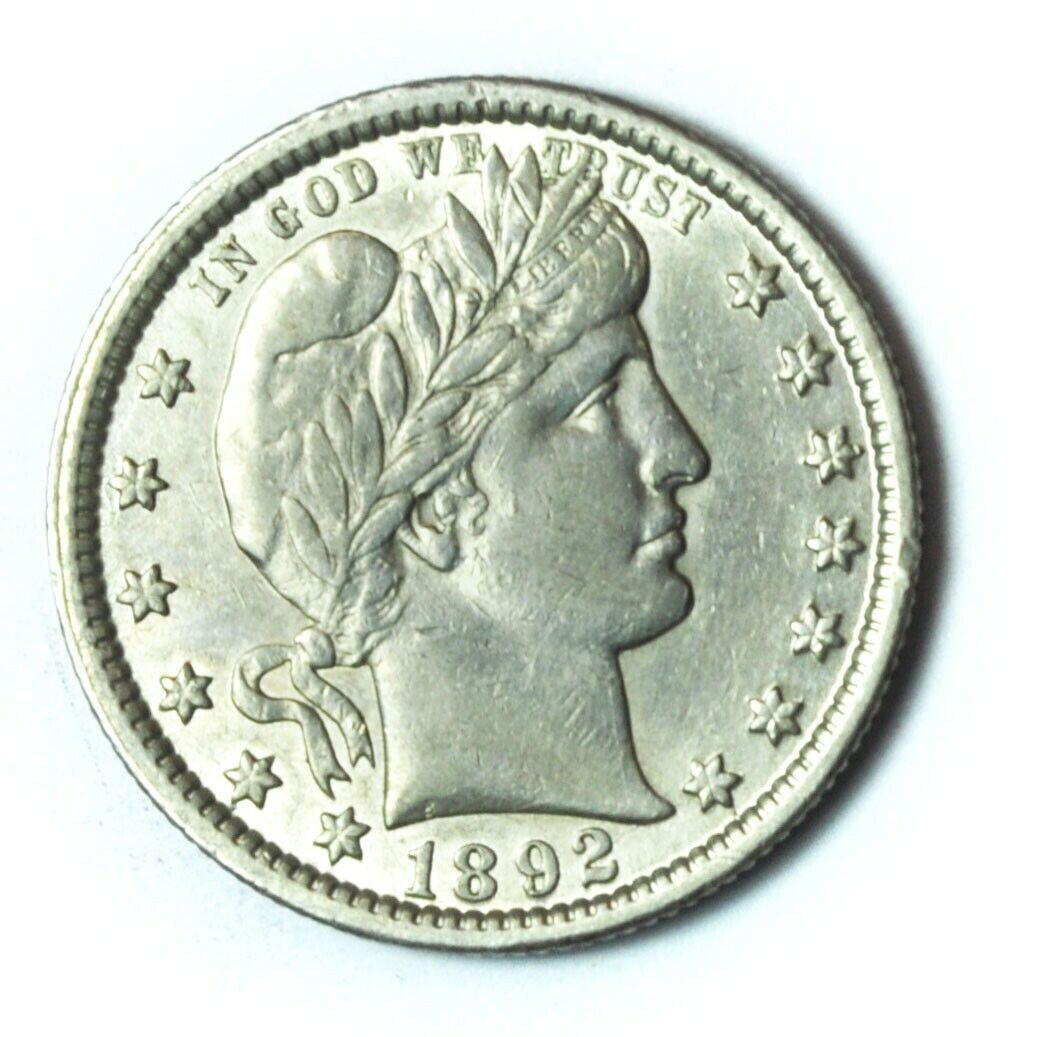 1892 25c Barber Silver Quarter Dollars Philadelphia AU DDO FS-101 Type 2