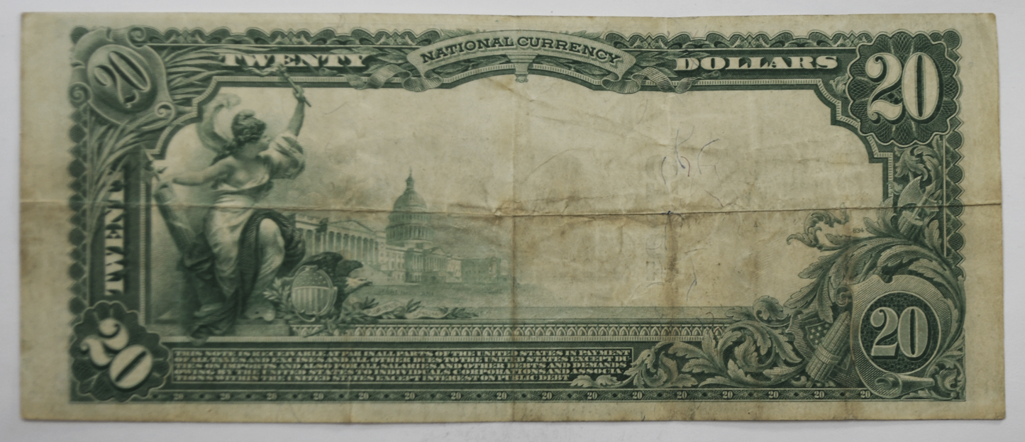 1902 $20 National Currency Note Ottawa County Miami Oklahoma 10019
