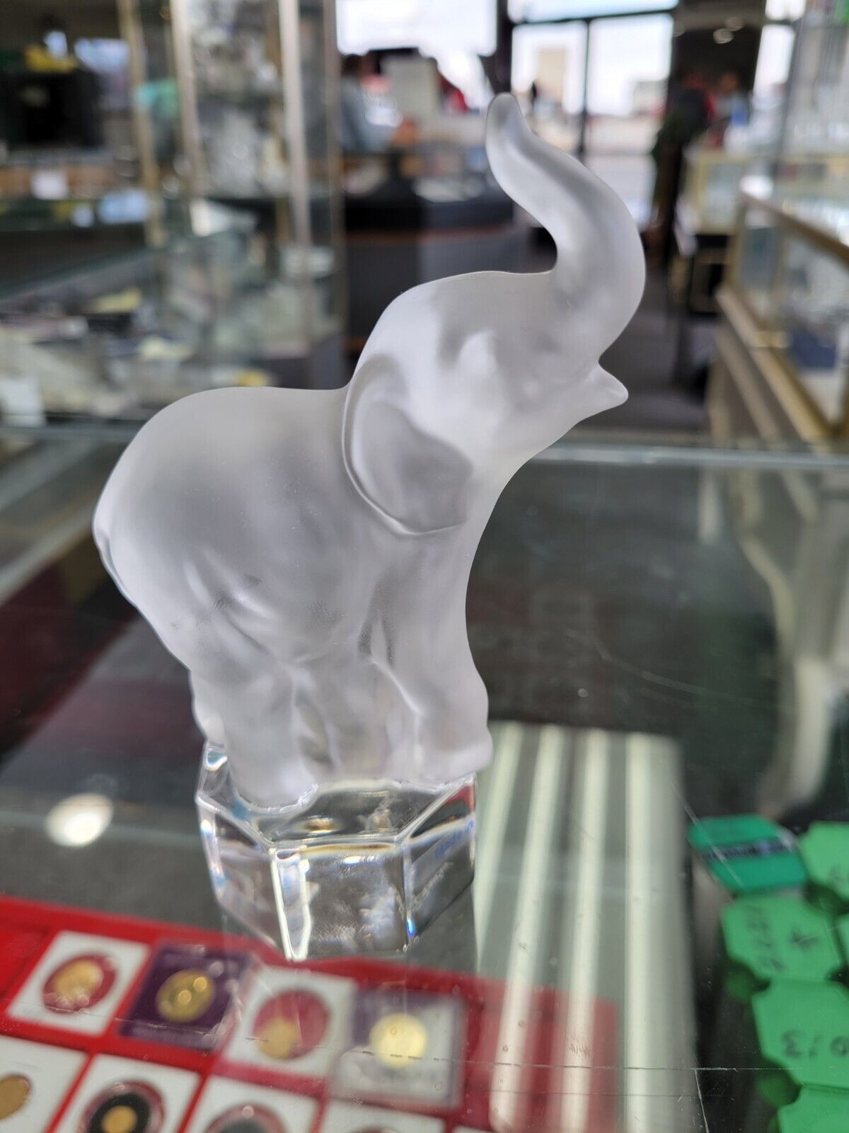 Elephant Frosted Crystal Clear Glass Figurine Paperweight Goebel Germany Vtg