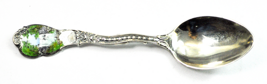 Sterling Silver Shepard Waterfall Enamel Souvenir Demitasse Salt Spoon 3.75"