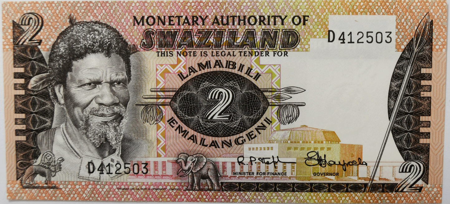 1974 Swaziland 2 Two Emalangeni Uncirculated Banknote