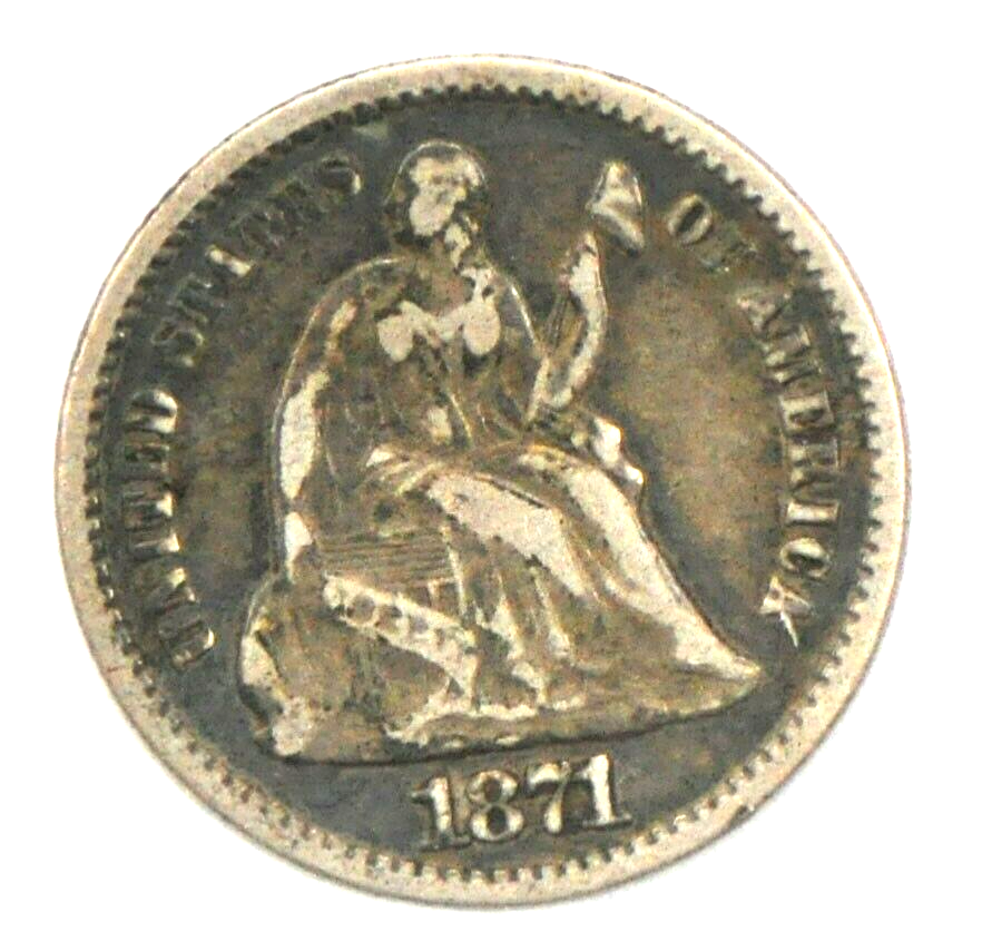 1871 H10c Seated Liberty Silver Half Dime Philadelphia