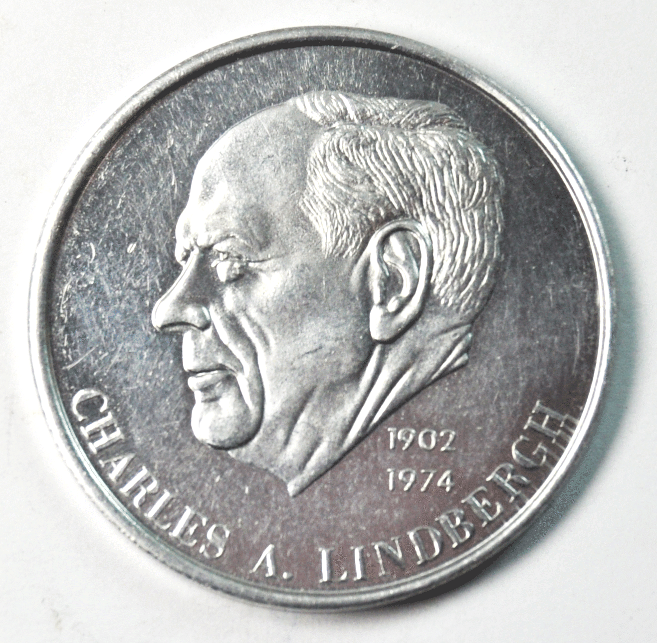 1902 1974 Charles A Lindbergh Spirit of St Louis Aluminum Medal 41mm Old Bust