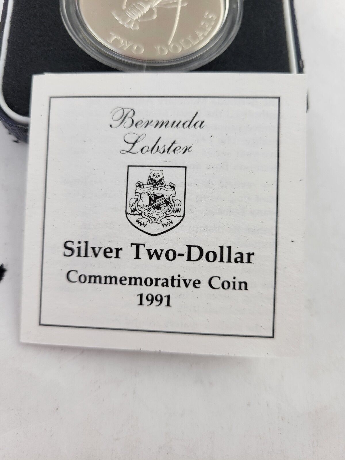 1991 Bermuda Lobster Silver Proof Two Dollar Royal Mint Boxed w/Cert