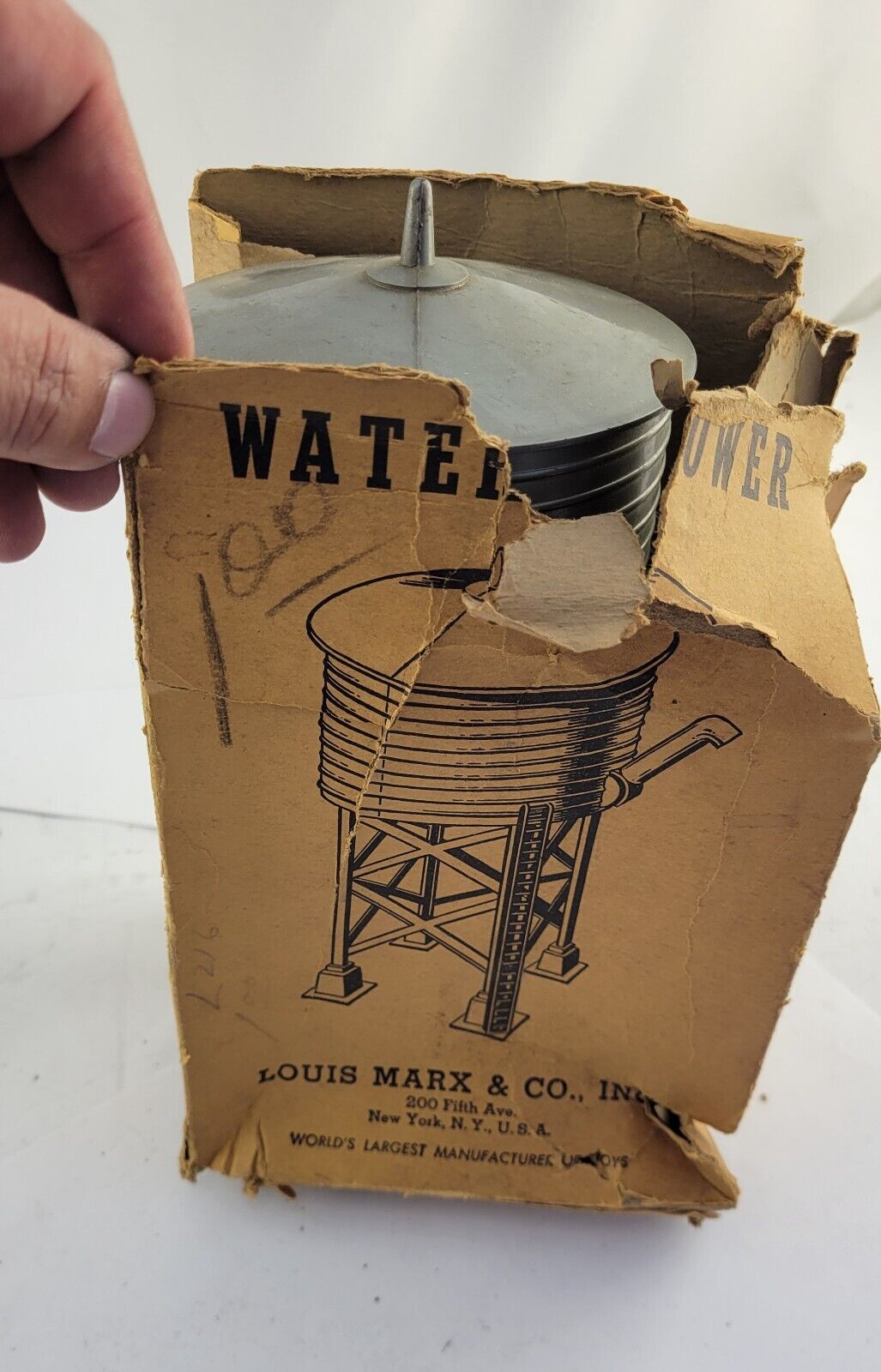 Louis Marx #065 O Gauge 8" Plastic Water Tower RR Train Missing Spout With Box