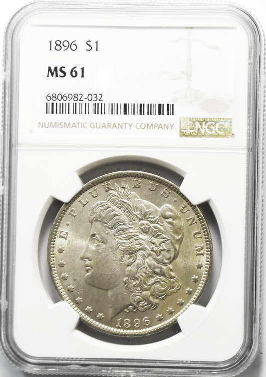 1896 $1 Morgan Silver Dollar MS61 NGC Uncirculated Philadelphia