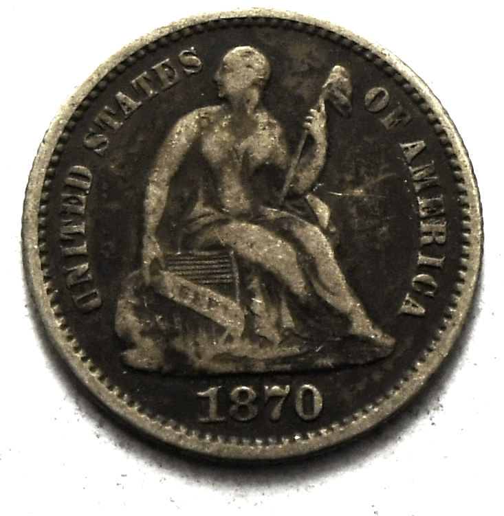 1870 H10c Seated Liberty Silver Half Dime Philadelphia