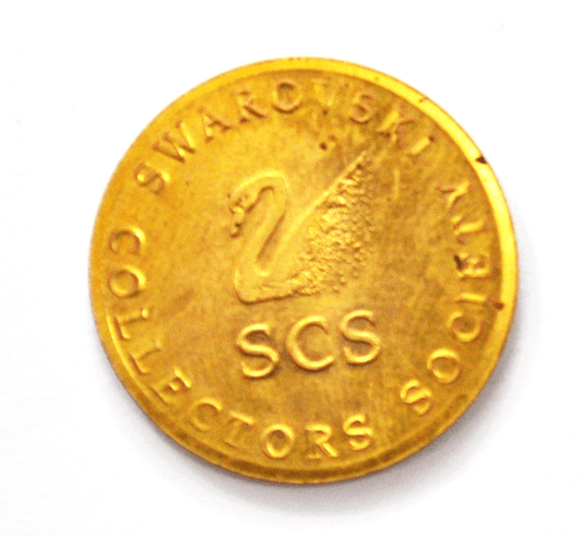 1991 Swarovski Gold Tone Token Medal Collectors Society Double Struck 26mm SCS
