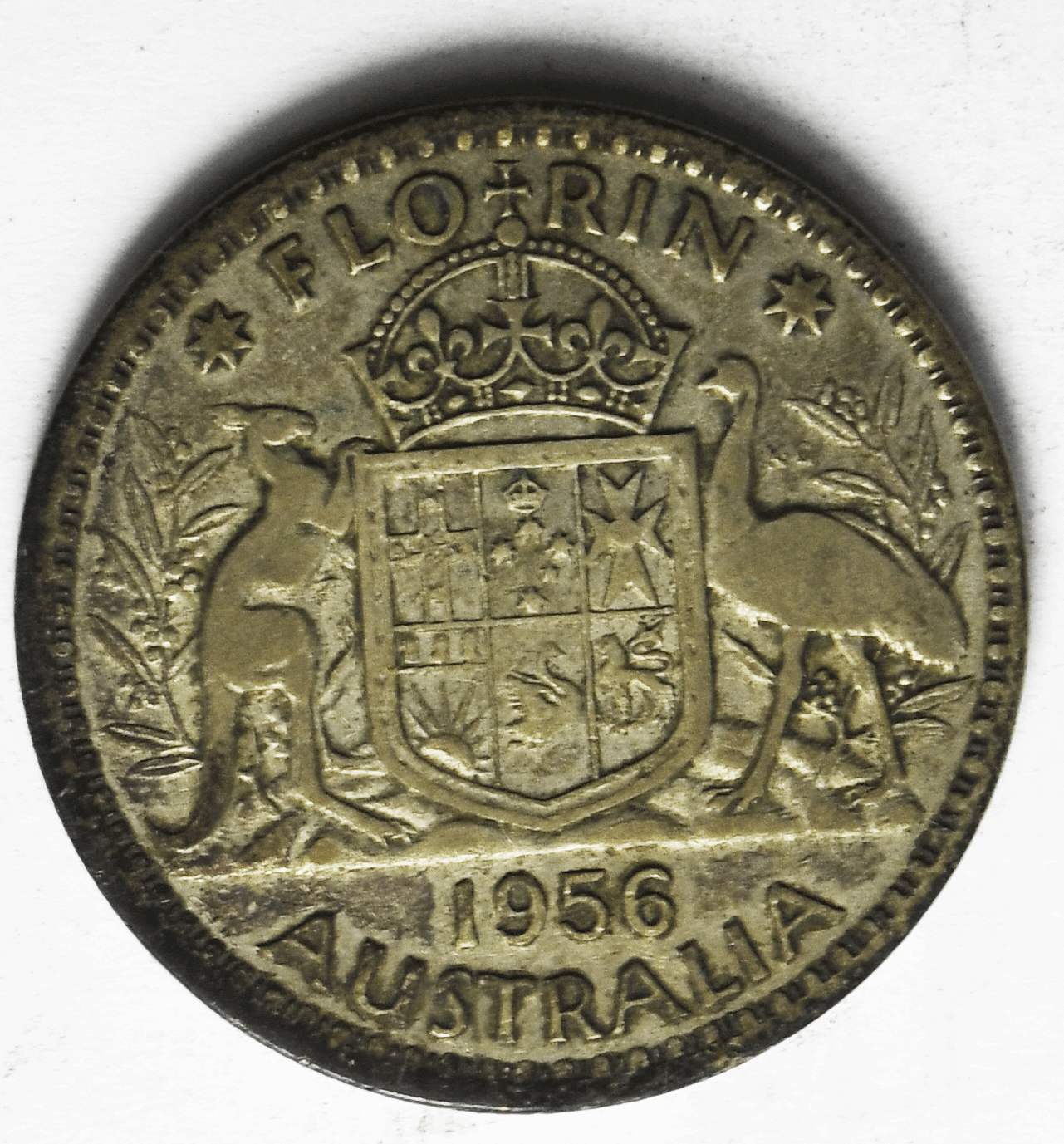 1956 Australia Florin Silver Coin KM# 60