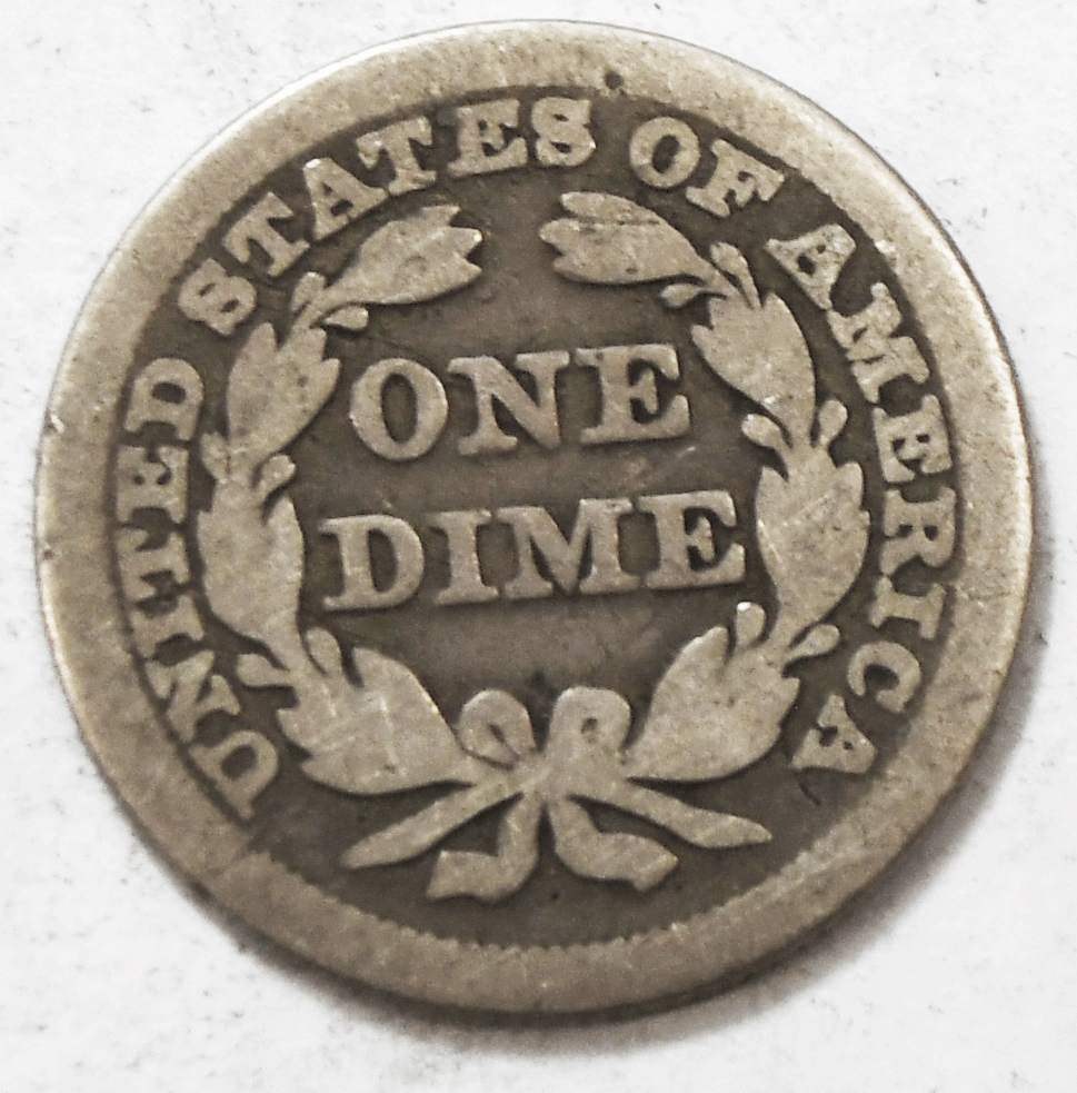1848 10c Seated Silver Dime Ten Cents Philadelphia