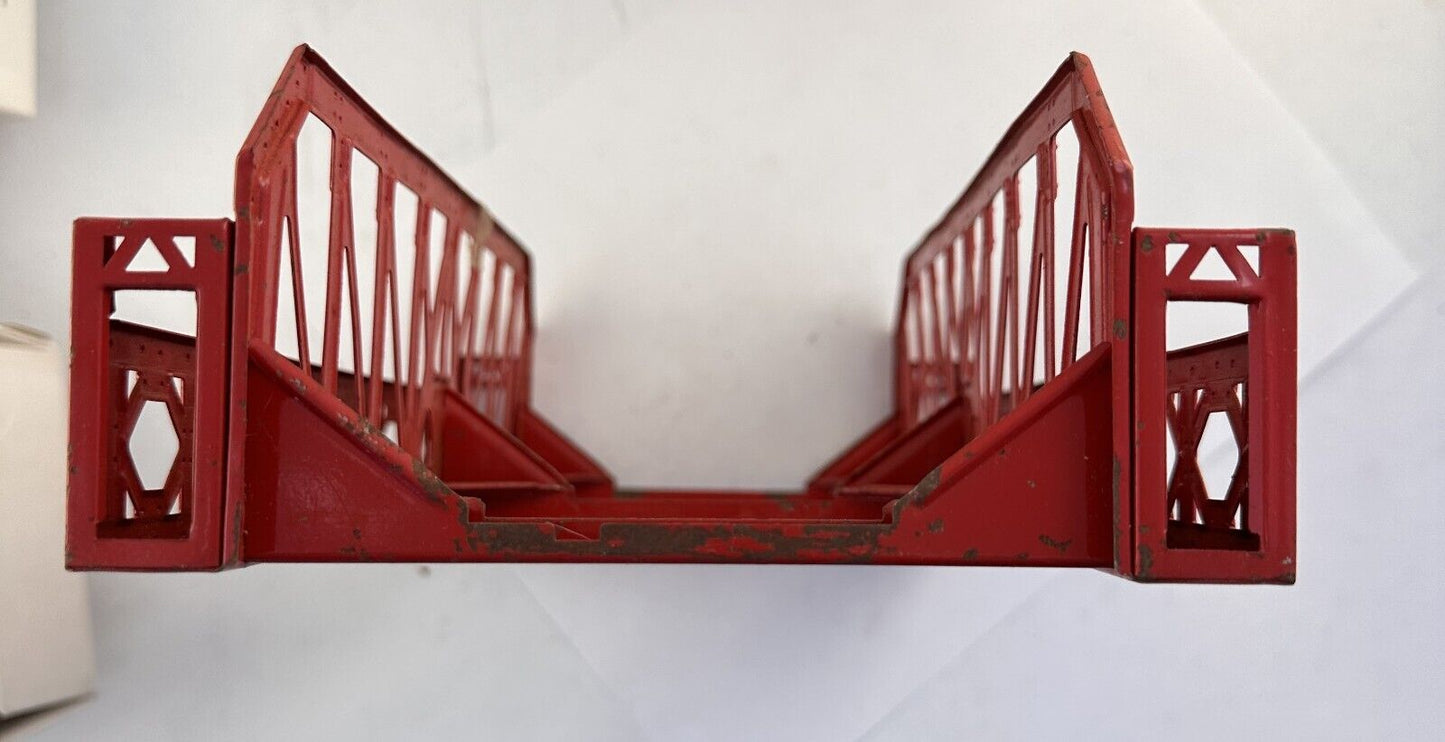 LIONEL PREWAR O-GAUGE 270 SINGLE SPAN ALL METAL RED TRUSS BRIDGE W/NICKEL TRIM