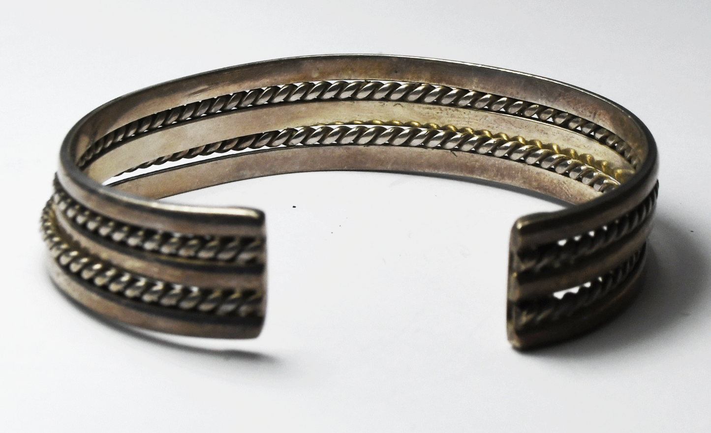 Sterling Silver Mexico Tahe Style 5 Part Cuff Bracelet 13mm 6-3/4" Wrist 27.5g