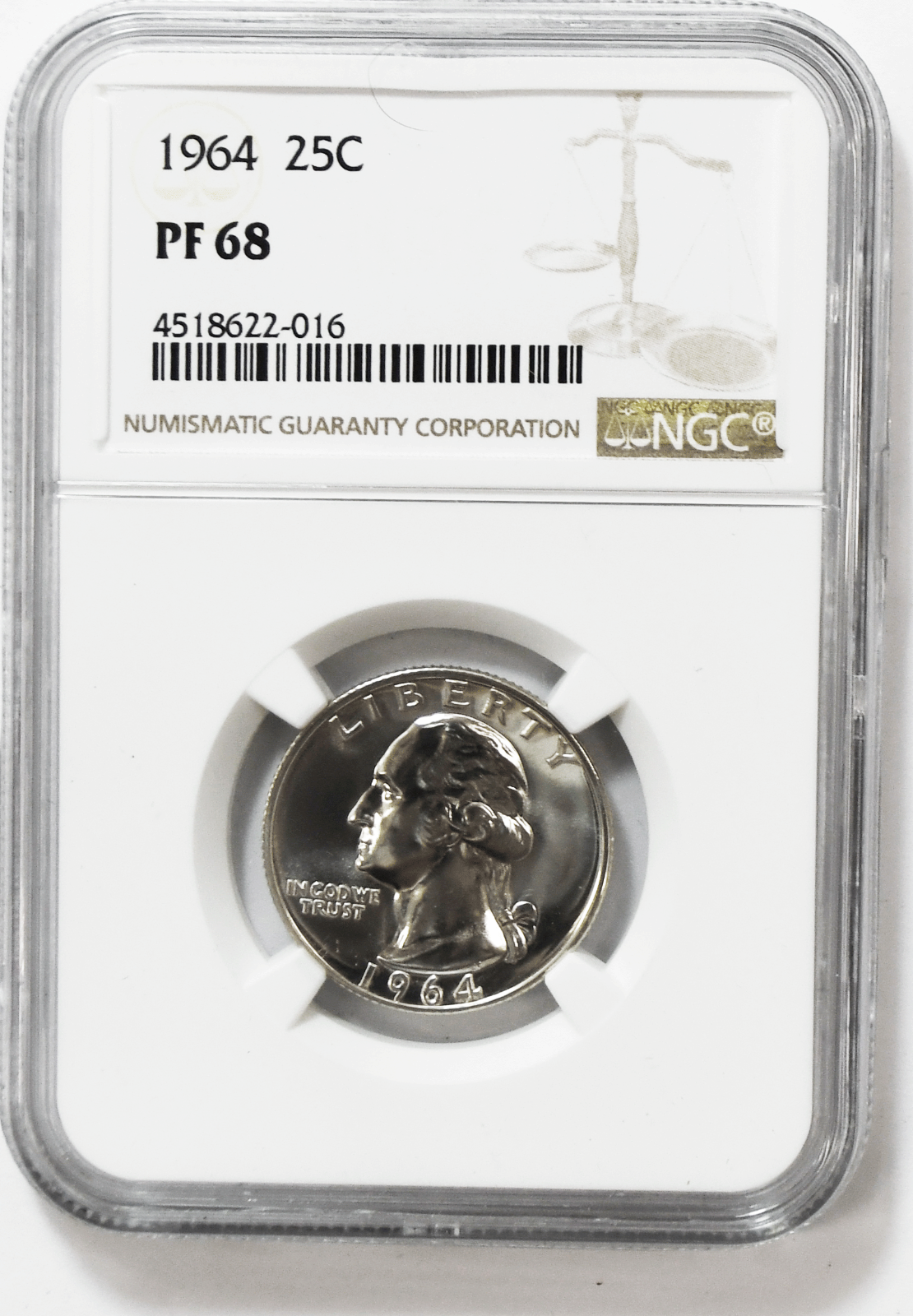 1964 25c Washington Proof Silver Quarter Dollar NGC PF68 Gem Unc