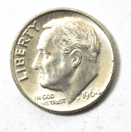 1964 D 10c Roosevelt Silver Dime Brilliant Uncirculated Booger Nose Die Break