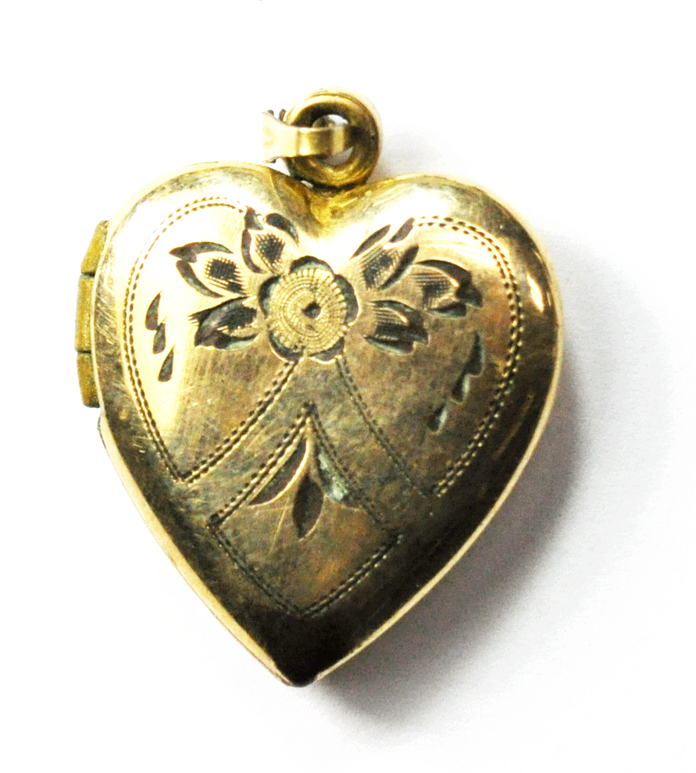 Gold Filled ALL Flower Heart Charm Locket Pendant 19mm x 23mm