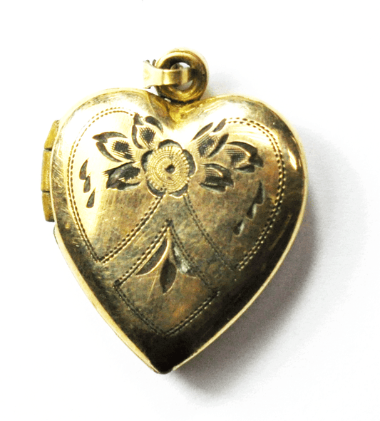 Gold Filled ALL Flower Heart Charm Locket Pendant 19mm x 23mm