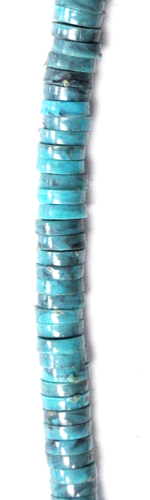 Silver Plated Faux Plastic Turquoise Disc Bead Necklace 6mm 24.5"