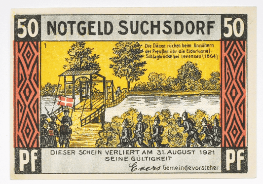 1921 Germany 50 Pfennig Notgeld Suchsdorf 07514 Uncirculated Note
