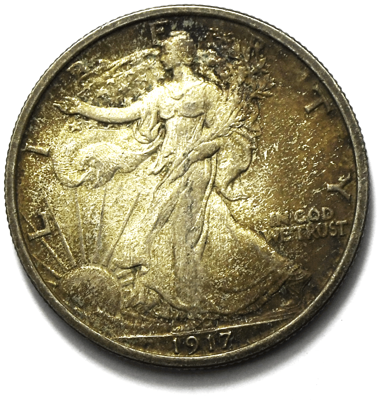 1917 50c Walking Liberty Silver Half Dollar Fifty Cents Philadelphia AU