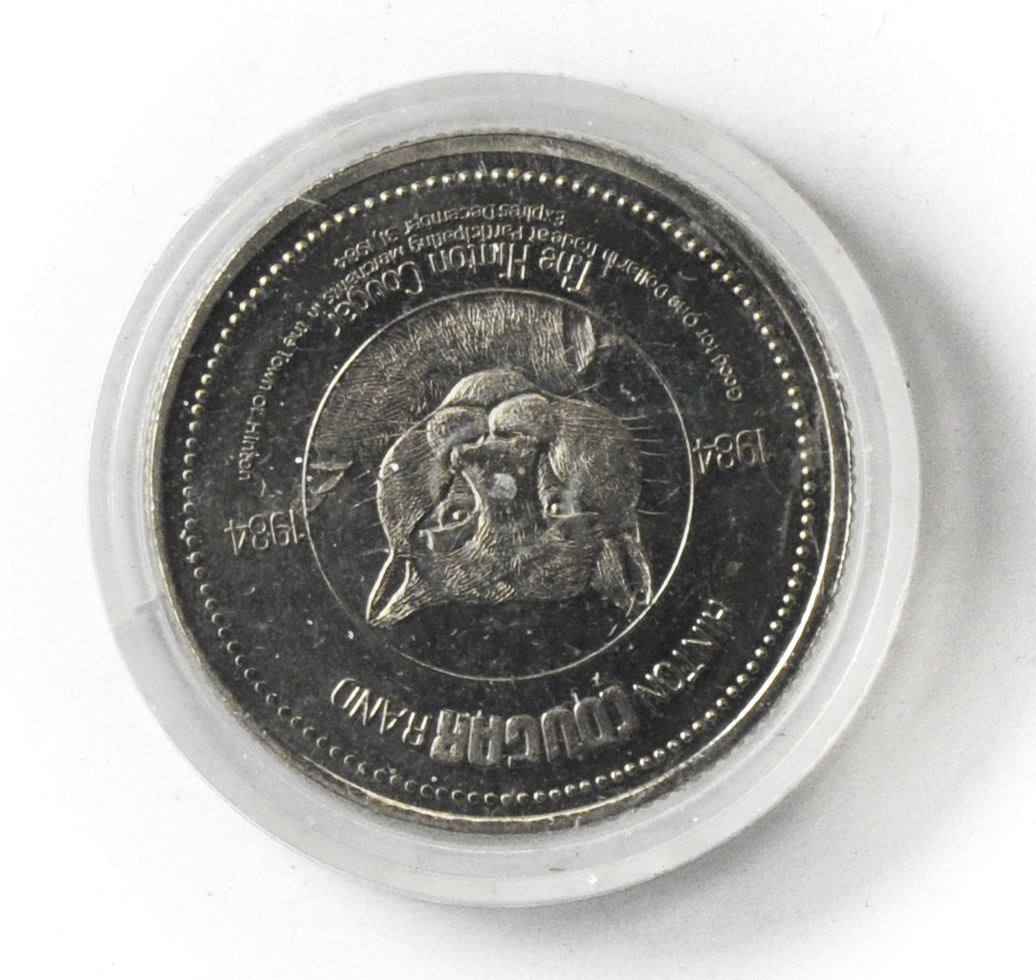 1984 Canada $1 Trade 34mm Town of Hinton Yellowhead Alberta Cougar