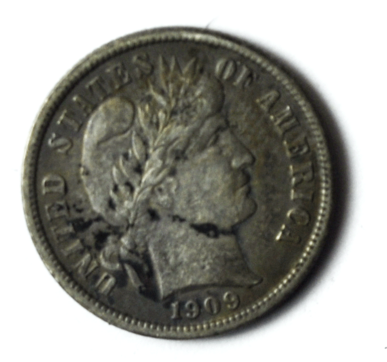 1909 10c Barber Silver Ten Cents Dime US Philadelphia
