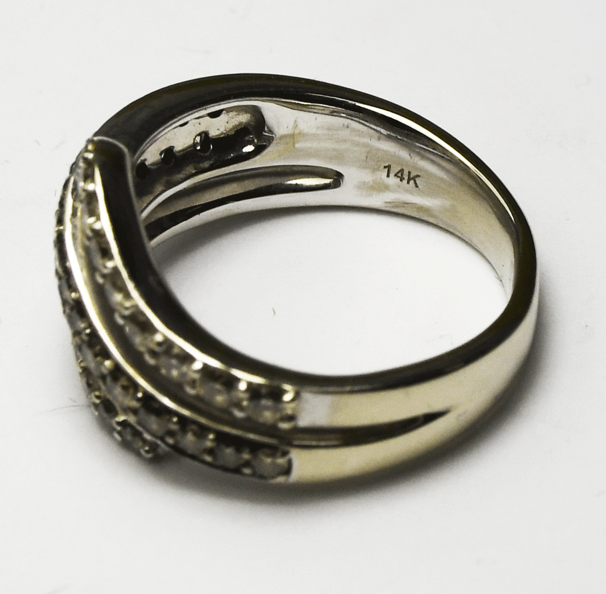 14k White Gold Levian 4 Row 1-1/4ctw Diamond Ring 11mm Size 8