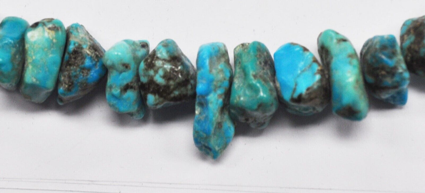 Silver Plate Turquoise Chunk 24mm Bead Necklace 27"