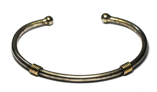 Sterling Silver Tiffany & Co 14k 3mm Bar Cuff Trim Bracelet 7" Wrist